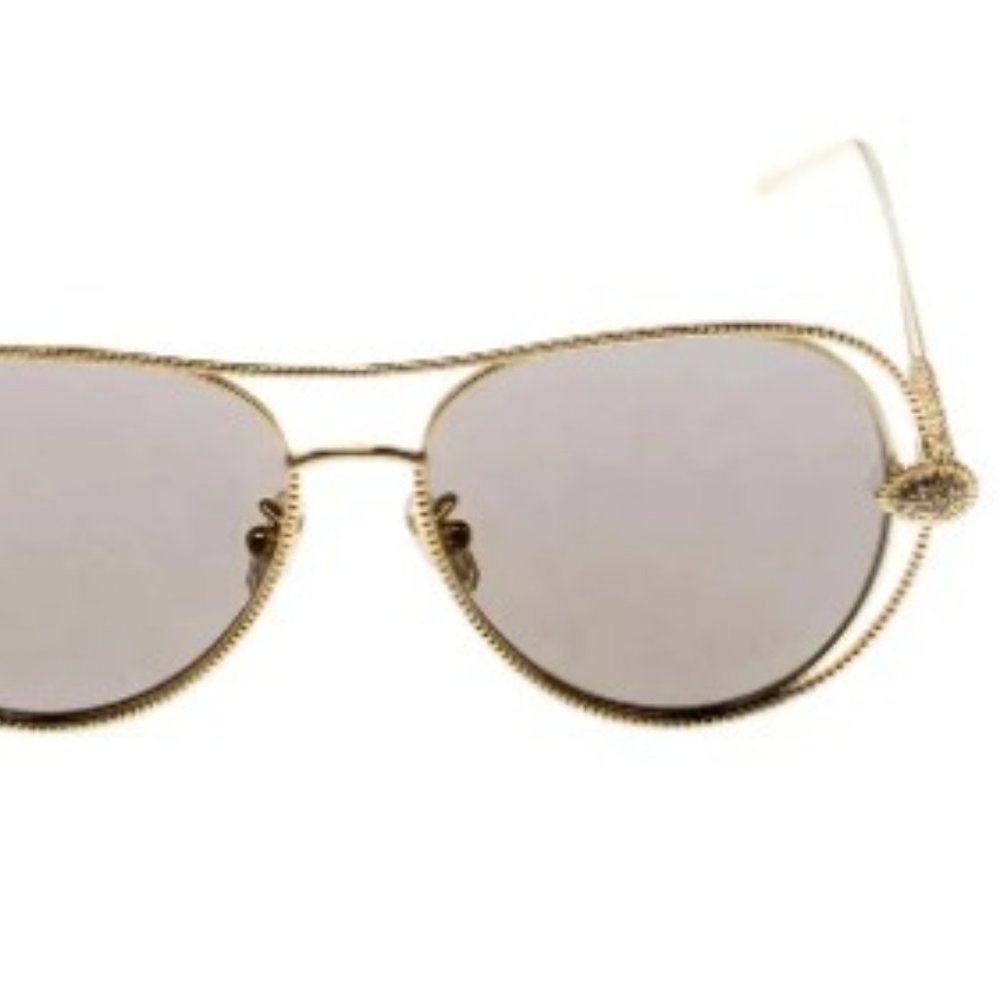 NEW Boucheron Gold/Black Gold Mirrored BC0030S Serpent Boheme Aviator Sunglasses